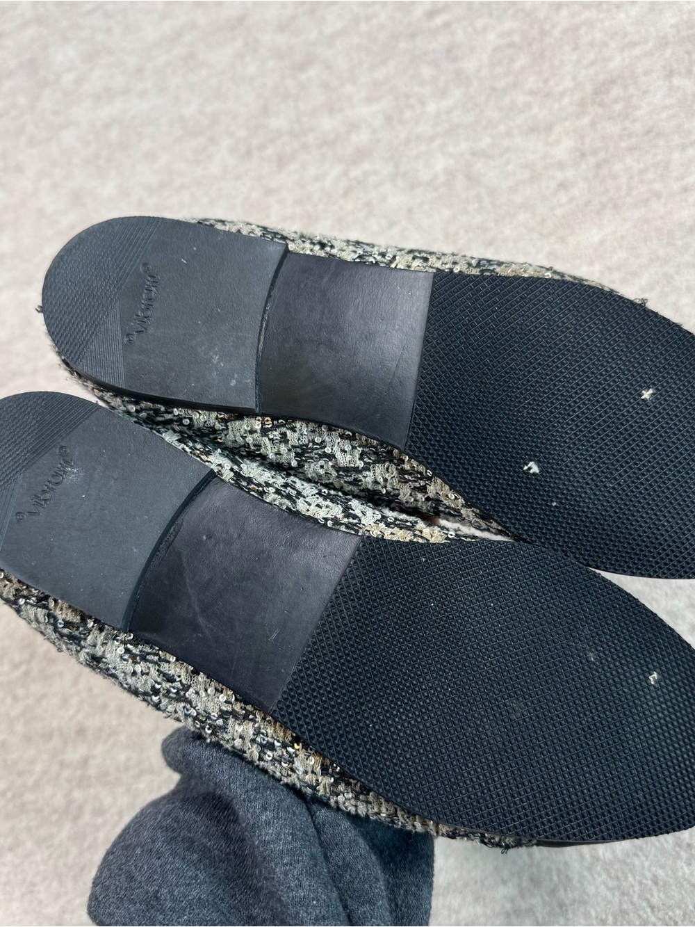 CHANEL Black & Gray Tweed Cap-Toe Bow Ballet Flats - Picture 9 of 9